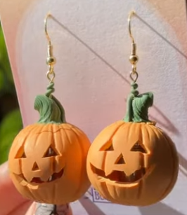 Boucles d'oreilles citrouilles lumineuses détails de jour tutos halloween pâte polymère