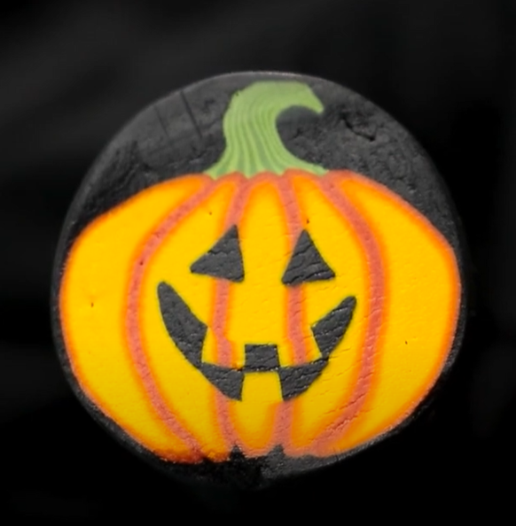 Canne citrouille en pâte polymère tutos Halloween