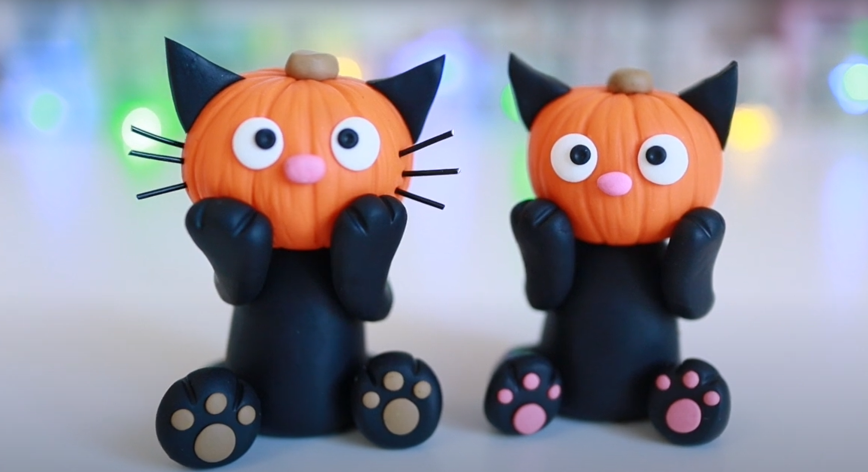 Chats citrouilles tutos Halloween pâte polymère