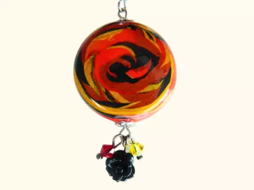 parcours de développement artistique phase 1 Pendentif rouge or et noir technique du marbré - Phase 1 de mon parcours de développement artistique